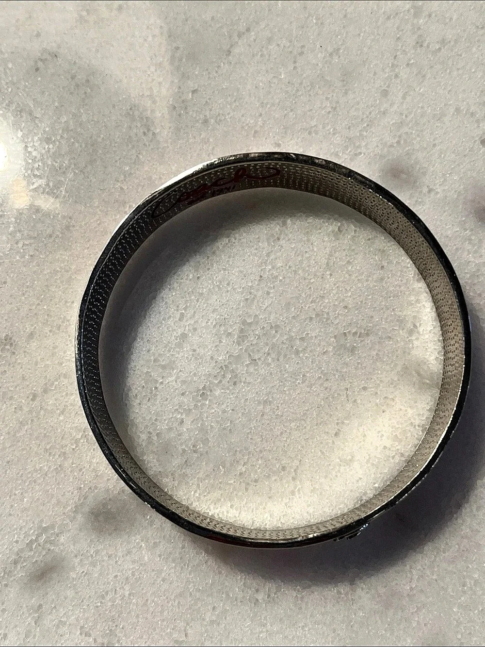 Coach Signature Enamel Bangle Red & Silver Like New
